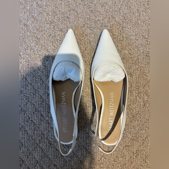 Stuart Weitzman White Patent Slingbacks - Picture 3 of 12
